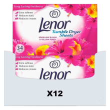 12X Lenor Droogtrommeldoekjes Sparkling Bloom 34 stuks