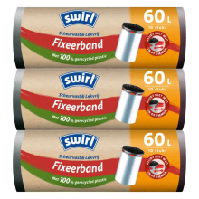 3X Swirl Pedaalemmerzakken met Fixeerband 60 liter 10 stuks