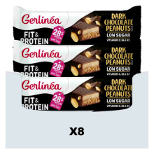 8X Gerlinea Fit & Protein Reep Dark Chocolate Peanuts 45 gr