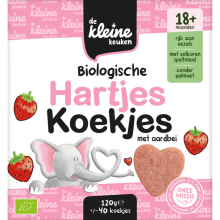 De Kleine Keuken Bio Hartjeskoekjes Aardbei 120 gr