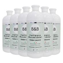6X B&B Italiaanse Wasparfum Wasmiddel Katoen Bloem 1000 ml