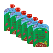 6X Ella's Kitchen Biologisch Maaltijdzakje 7+m Spaghetti Bolognese + Kaas 130 gr