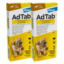 2X AdTab Anti Vlo en Teek Kauwtabletten Hond 1,3 2,5 kg 3 tabletten