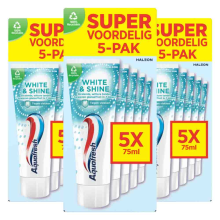 3X Aquafresh 5 pack Tandpasta White & Shine 5 x 75 ml
