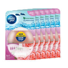 6X Ambi Pur Toiletblok Starterkit 5in1 Wild Rose & Pink Grapefruit