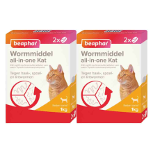 2X Beaphar All in one Ontworming Tabletten Kat Vanaf 1 kg 2 tabletten