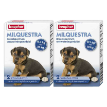 2X Beaphar Milquestra Ontworming Tabletten Hond 0,5 10 kg (ook puppy) 2 tabletten