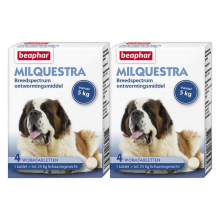 2X Beaphar Milquestra Ontworming Tabletten Hond 5   75 kg 4 tabletten