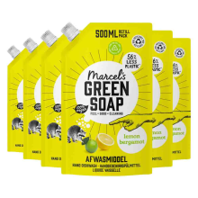 6X Marcel's Green Soap Afwasmiddel Lemon & Bergamot Navulling 500 ml