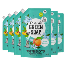 6X Marcel's Green Soap Wasverzachter Peach & Jasmine Navulling 750 ml