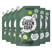 6X Marcel's Green Soap Handzeep Bergamot & Black Pepper Navulling 500 ml