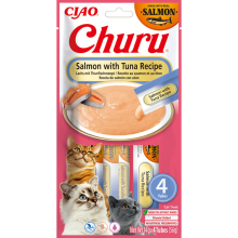 Intertoys Ciao Churu Puree Kattensnack Salmon & Tuna 4 x 14 gr
