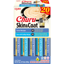Ciao Churu Puree Skin & Coat Kattensnack Multipack Tuni & Scallop 20 x 14 gr