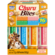 Inaba Churu Bites Hondensnack Multipack Chicken & Salmon & Tuna & Cheese 16 x 12 gr