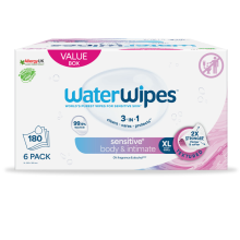 WaterWipes Doekjes Sensitive+ Body & Intimate XL 6x30 = 180 stuks