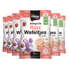 6X de Kleine Keuken Bio Rijstwafeltjes Aardbei 7+m 35 gr