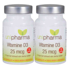2X Unipharma Vitamine D3 25mcg 180 capsules