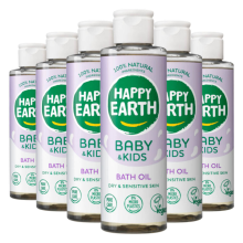 6X Happy Earth Baby & Kids 100% Natuurlijke Badolie 150 ml