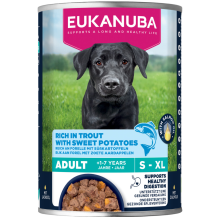 3+1 Gratis: Eukanuba Hondenvoer Nat Life Care Dog Adult Forel en Zoete Aardappel 400 gr