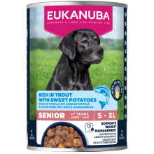 6X Eukanuba Hondenvoer Nat Life Care Dog Senior Forel en Zoete Aardappel 400 gr