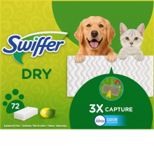 1+1 Gratis: Swiffer Vloerreiniger Droge Vloerdoekjes Odor Defense Lemon 72 stuks