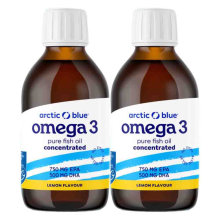 2X Arctic Blue Visolie Omega 3 EPA 750mg & DHA 500mg Citroensmaak 150 ml