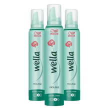 3X Wella Extra Strong Hold Haarmousse 200 ml