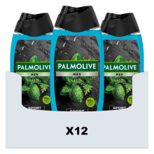 12X Palmolive Men 3 in 1 Body Face Hair Etherische Oliën Munt Cedernaalden 500 ml