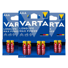 3X Varta Longlife Max Power Alkaline Batterijen AAA 4 stuks