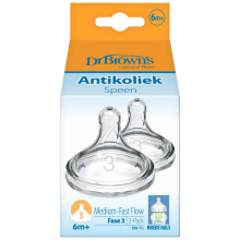 Dr Browns Dr. Browns Options+ Speen Fase 3 Brede Halsfles Transparant 2 stuks