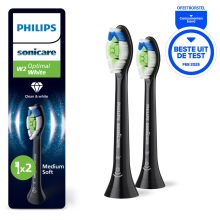 6X Philips Sonicare Opzetborstels W2 Optimal White Zwart HX6062/88 2 stuks