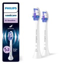 3X Philips Sonicare Opzetborstels S2 Sensitive Wit HX6052/87 2 stuks
