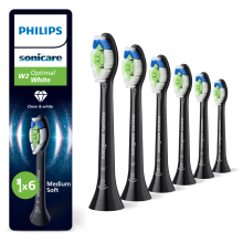 3X Philips Sonicare Opzetborstels W2 Optimal White Zwart HX6066/88 6 stuks