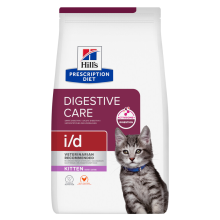 6X Hill's Prescription Diet Kittenvoer Droog i/d Digestive Care Kip 1,5 kg