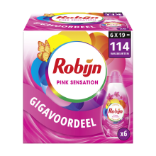 6X Robijn Klein & Krachtig Wasmiddel Pink Sensation 19 Wasbeurten 665 ml