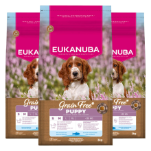3X Eukanuba Hondenvoer Droog Grain Free Puppy Small/Medium Oceaanvis 3 kg