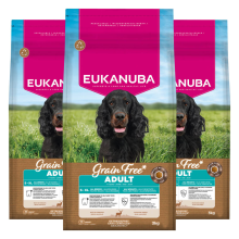 3X Eukanuba Hondenvoer Droog Grain Free Adult All Sizes Hert 3 kg