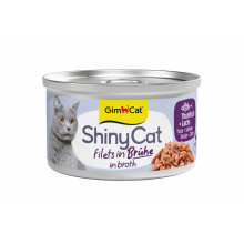 GimCat Kattenvoer Nat ShinyCat Filets in Bouillon Tonijn & Zalm 70 gr