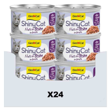 24X GimCat Kattenvoer Nat ShinyCat Filets in Bouillon Tonijn & Zalm 70 gr