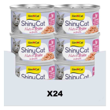 24X GimCat Kattenvoer Nat ShinyCat Filets in Jelly Kip & Garnalen 70 gr