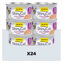 24X GimCat Kattenvoer Nat ShinyCat Filets in Jelly Tonijn & Garnalen 70 gr