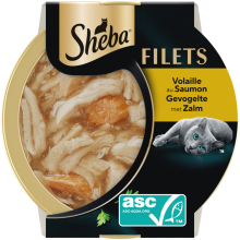 Sheba Kattenvoer Nat Filets in Saus Gevogelte en Zalm 60gr