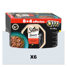 6X Sheba Kattenvoer Nat Sauce Collection Traiteur Selectie Multipack 12x85 gr