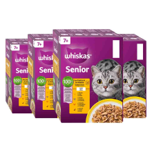 4X Whiskas Kattenvoer Nat Senior 7+ Gevogelte in Gelei Multipack 12x85 gr