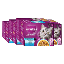 4X Whiskas Kattenvoer Nat Aromatic Adult 1+ Zeevruchten Selectie Multipack 12x85 gr