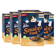 4X Felix Kattensnack Sauce Time Kip & Kalkoen 6x40 gr