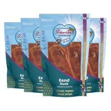4X Renske Gezonde Beloning Vleesrepen Hondensnack Eend 1 kg