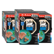 3X Sheba Kattenvoer Nat Classic Paté Vis Selectie Multipack 12x85 gr