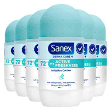 6X Sanex Deodorant Roller Dermo Active Freshness 72H 53 ml