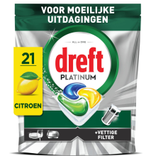 Turbospoke 2+2 gratis: Dreft Vaatwastabletten Platinum All In One Citroen 21 stuks